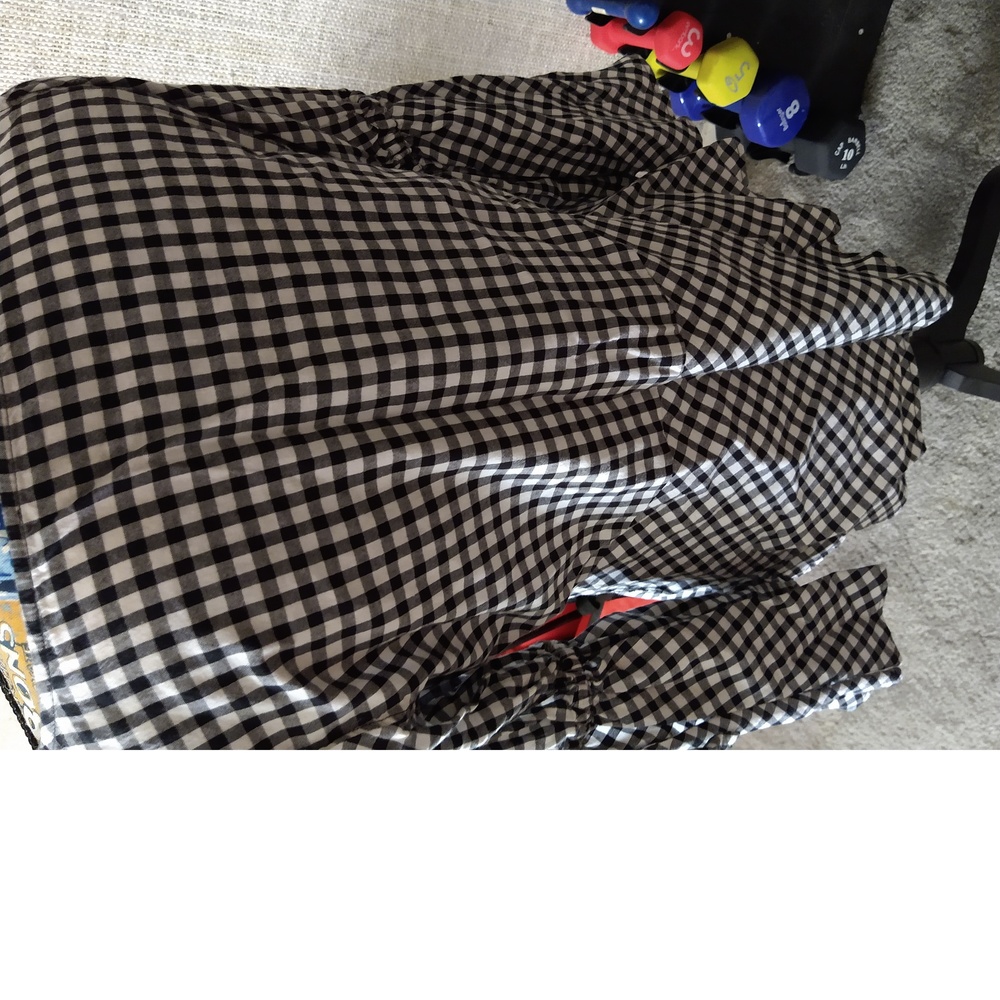 LOFT - BLACK & WHITE CHECKED LONG SLEEVE SHIRT - SLEEVES HAVE TIES - SIZE SP - Picture 4 of 9